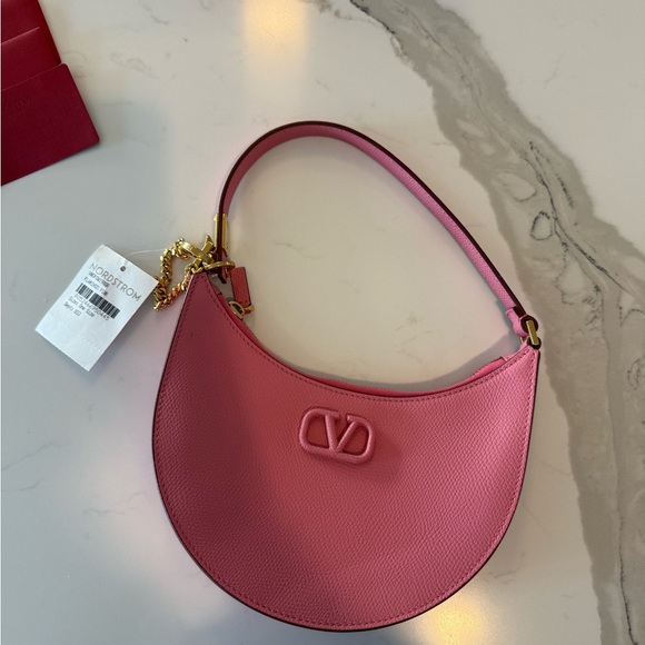 NWT Valentino Garavani Pink Leather Hobo Shoulder Bag - Picture 8 of 13